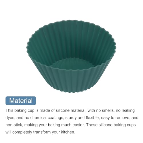 12Pcs Silicone Cupcake Liners (Deep Dark Green / 2.8")