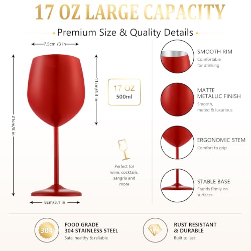 Unbreakable Stainless Steel Wine Glasses Set of 4 (4 Count)