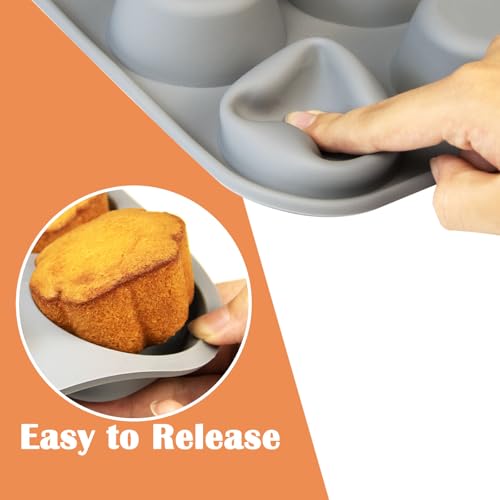 6 Cups Silicone Mini Muffin Pan Set (Set of 2--6 Cups (Gey+Grey))