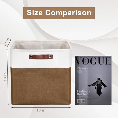 13x13 Cube Storage Bins (Brown / Off-White / Cube - 13"x13"x13")