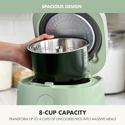 Rice Cooker 8 Cups Cooked (Julep Green / 4 Cups / Carb-Reducer Pro)