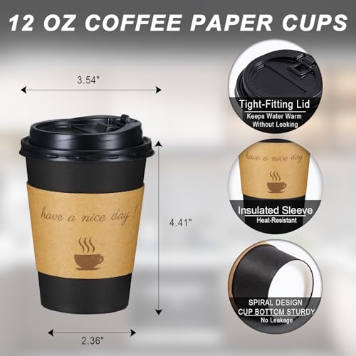 100 Pack 12 oz Coffee Cups (12OZ-100P)