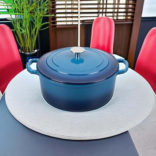 Enameled Cast Iron Dutch Oven Pot with Lid (Lake Blue / 7QT)