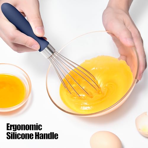 18 8 Stainless Steel Balloon Whisk for Cooking (S / Navy Blue)