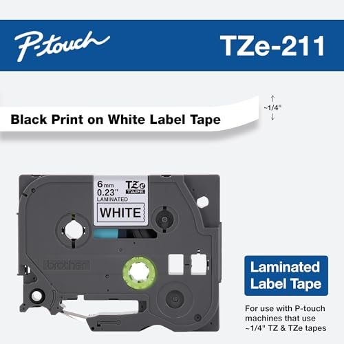 Genuine P touch TZE (Black on White / 6mm (0.23”) / Pack of 1)