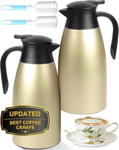 70 OZ Updated Thermal Coffee Carafe for keeping hot (Gold / 2× 70 Ounces)