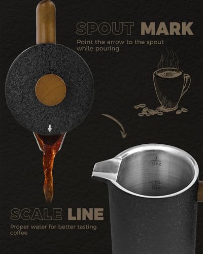 POLIVIAR French Press Coffee Maker (Crack Black)