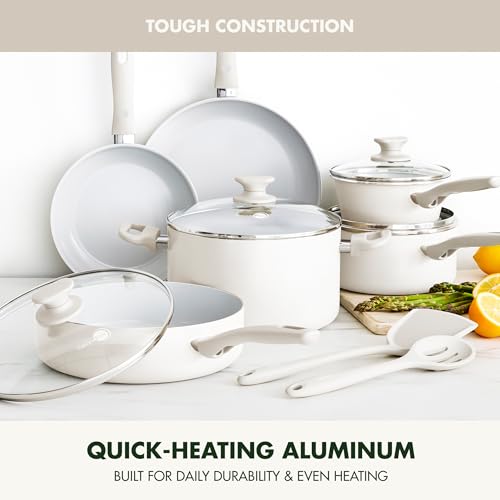 Dover Healthy Ceramic Nonstick (12 Piece Cookware Set / Cream White)