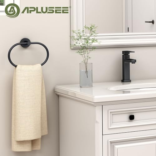 Matte Black Oval Towel Ring for Bathroom Kitchen (Matte Black)