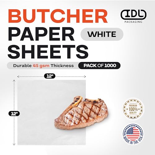 White Butcher Paper Sheets 12" x 12" (White / 12" x 12", 1000 Sheets)