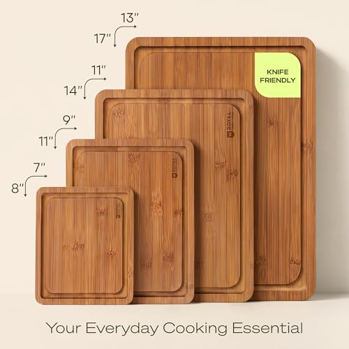 Wooden Cutting Boards for Kitchen Meal Prep & Serving (4-Piece / Carbonized)
