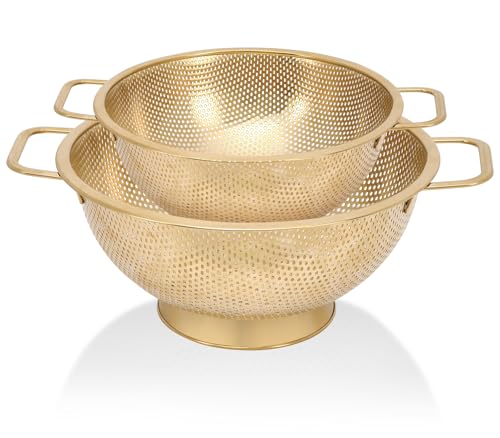 2PCS Gold Strainer for Kitchen (3QT+5QT)