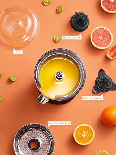 Orange Juicer Squeezer Electric Citrus Juicer with Two Interchangeable Cones Suitable for orange