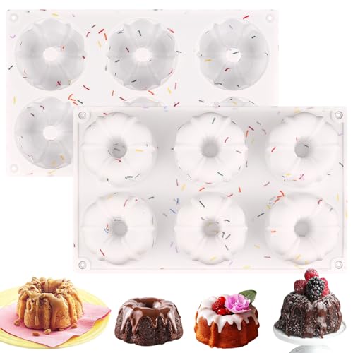 2 Pcs Mini Fluted Cake Pan (Fluted Tube Pan C - 2 Pack)
