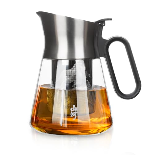 23oz Small Glass Teapot with Infuser For Loose Leaf Tea Steeper (23 oz (No Cups))