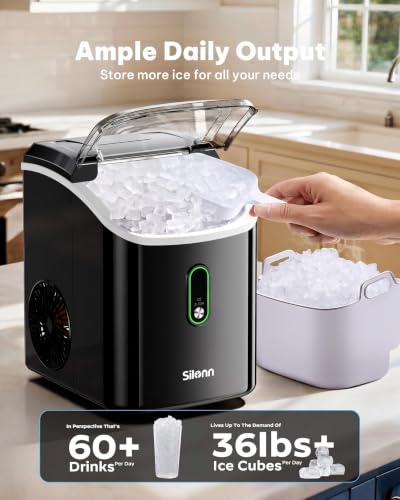 Nugget Ice Maker Countertop (Black-PRO / 33 lbs)