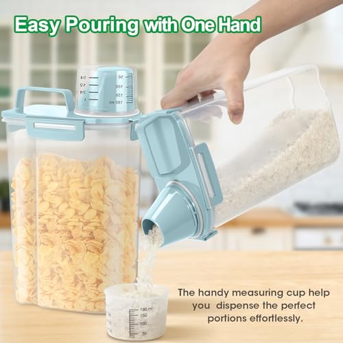Rice Container Cereal Storage Container 2 Pack 5 Lbs (Blue 3+3Qt)