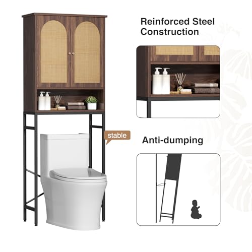 Rattan Toilet Storage Cabinet (Brown)