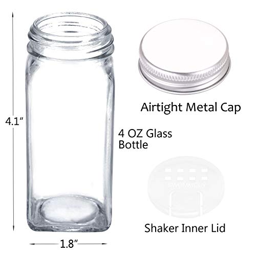 48 Pcs 4 oz Glass Spice Jars with Shaker Lids and 703 Spice Labels (48 Count)