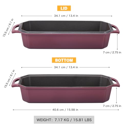 Bread Pan Cast Iron Loaf Pan with Lid Bread Loaf Pan 13x5 Inch Enameled Cast Iron Sourdough Bread Pan