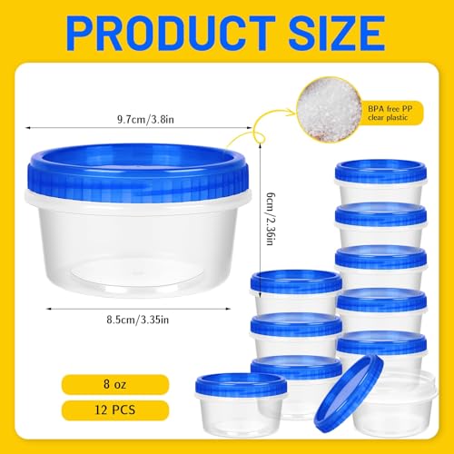 12 Pack Freezer Containers with Screw On Lids (8oz-12pack)