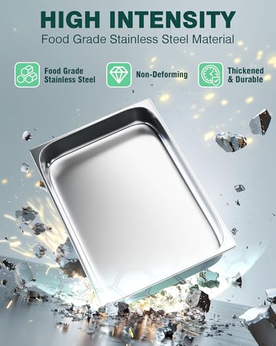 Stainless Steel Steam Table Hotel Pan Set 1 (2.5" Deep / 1/1 Size Thickened)