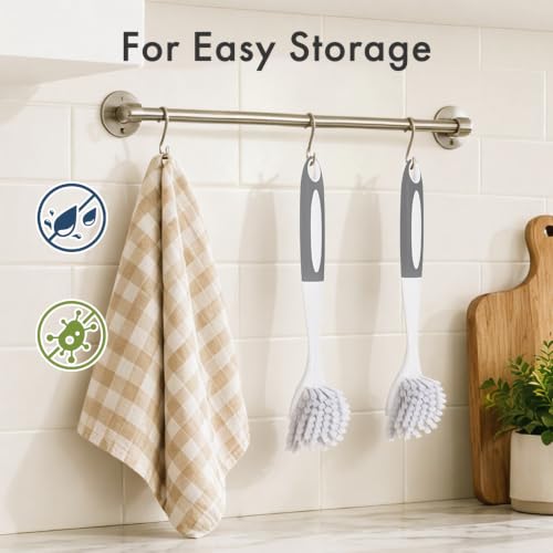 Dish Brush with Handle (Grey+grey / 2 Pack)