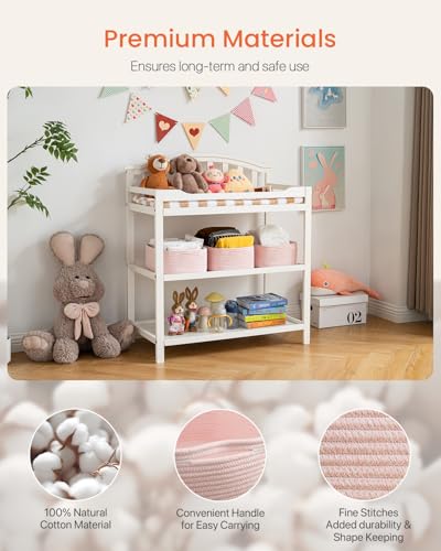 Small Woven Storage Basket for Organizing (Light Pink / 13.5"L x 9.5"W x 5"H)