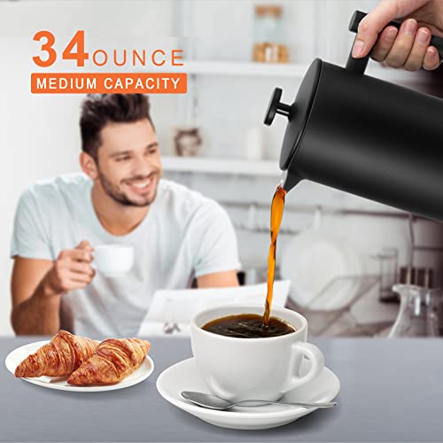 French Press Coffee Maker (Black / 34 oz)
