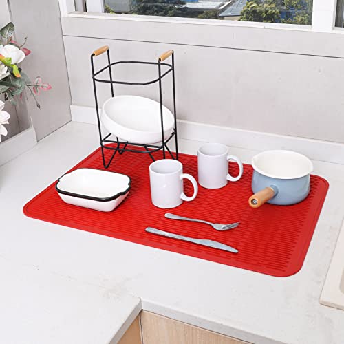 Silicone Dish Drying Mat for Multiple Usage (Red / 28"L x 18"W)