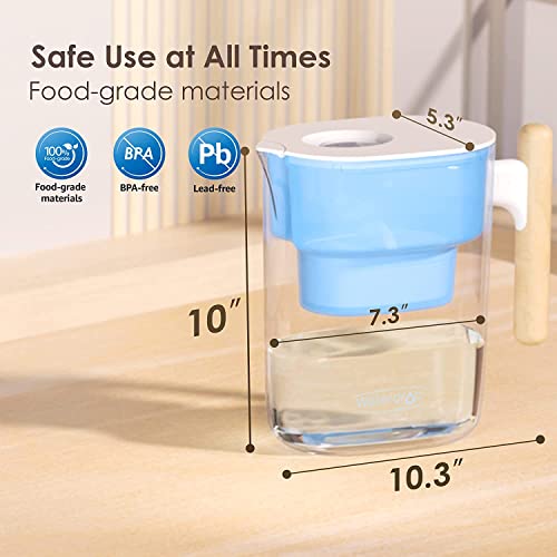 PT-04B 10-Cup Water Filter Pitcher with 4 Filters, NSF Certified (Classic Pitcher-4 Filters / Blue)