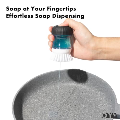 Soap Dispensing Palm Brush Set (White/Clear/Black)