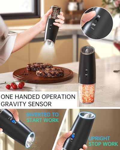 Rechargeable Salt and Pepper Grinder Set Gravity Electric Salt and Pepper Grinder Set (Rechargeable / Black&White)
