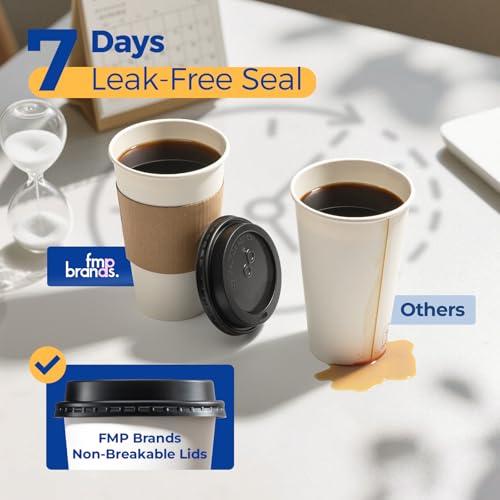 50 Pack 16 oz Disposable Coffee Cups with Lids (16 oz)
