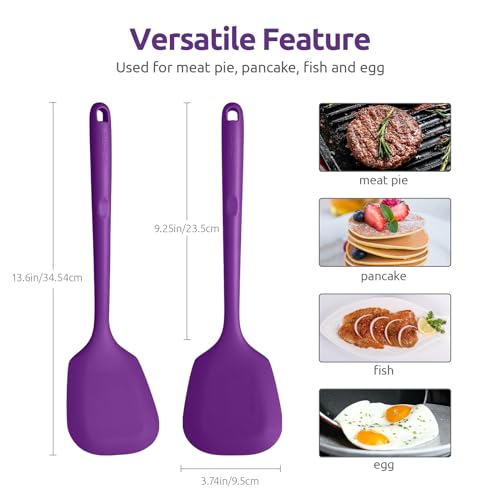 Silicone Turner Cooking Spatula (Purple / 13.6 in)