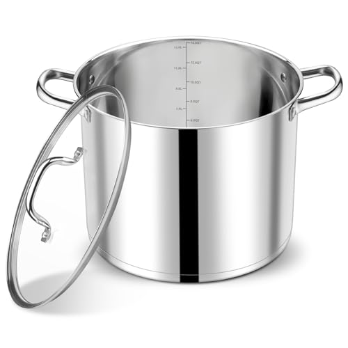 14 QT Stainless Steel Stock Pot with Lid (14 Quarts)