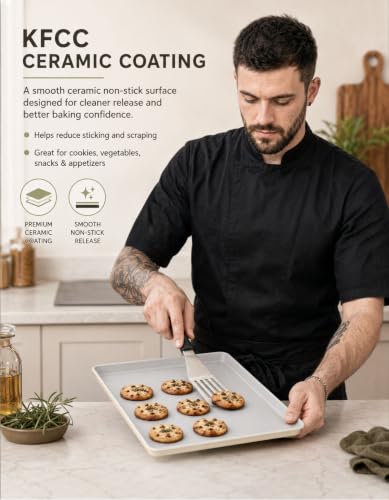 Ceramic Baking Sheet 15" x 10" Quarter Sheet Pan (Ceramic Quarter Sheet Light Grey)