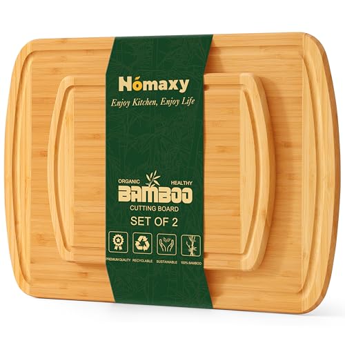 Bamboo Cutting Boards for Kitchen Set of 2 (Two-Tone / Set of 2)