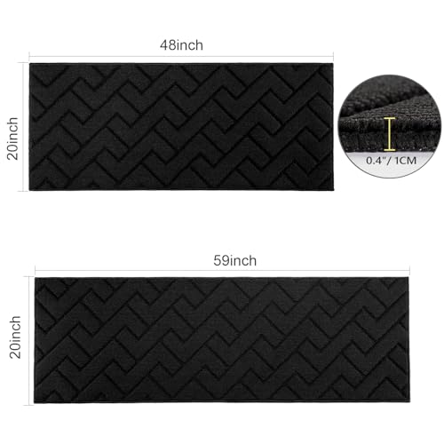 Kitchen Runner Rug (Black / 20"x48"+20"x59")