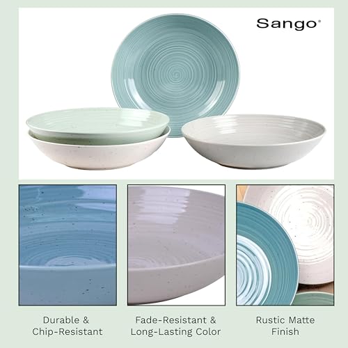 Siterra Artist's Blend Stoneware Pasta Bowls (Aqua Blend / Pasta Bowl Set)