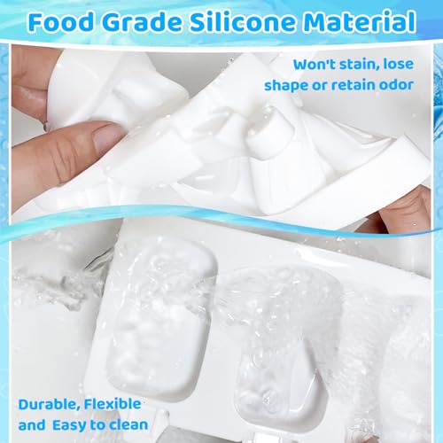 2 Set Silicone Popsicle Molds 4 Cavities Ice Cream Oval Cake Molds with 100 Sticks (2 Set / White)