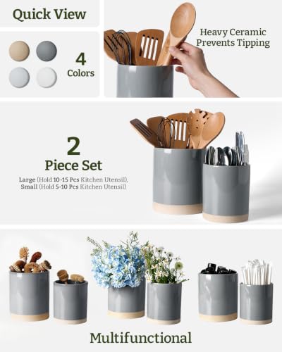 Ceramic Utensil Holder (Dark Gray)