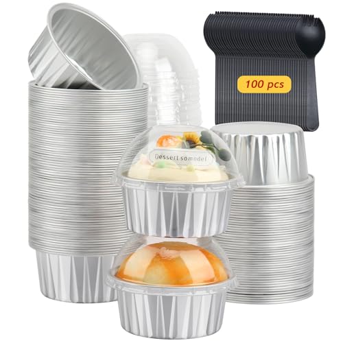 5oz Cupcake Tins with Dome Lids 100 Pack (5 Fl Oz)