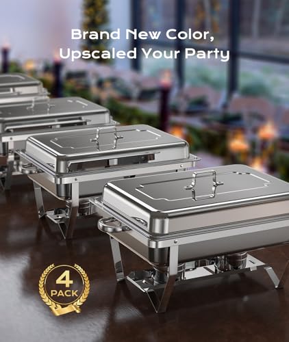 Chafing Dishes for Buffet 4 Pack (4 PACK / Silver)