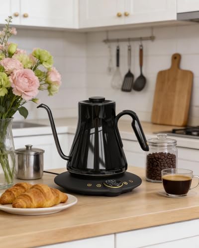 FLOW B9 Gooseneck Electric Kettle ±1°F Temperature Control (Soulages Black)