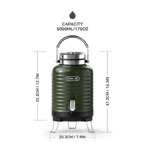 Insulated Beverage Dispenser 1.4gal (Green for camping / 179.2 Ounces)