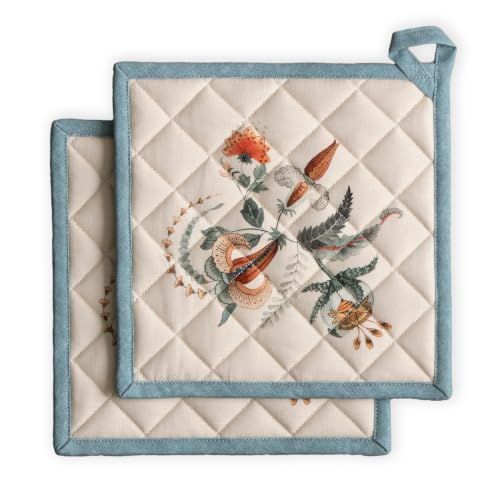 Pot Holders 100% Cotton Potholders (060 - Dalida / 8" x 8" (Pot Holder Pack of 2))