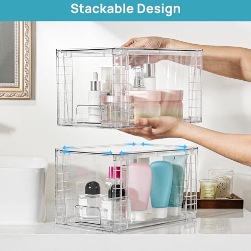 6 Pack Large Stackable Storage Drawers (Clear( 6 Pack))