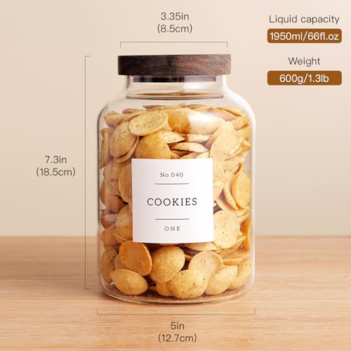 Set Of 2 Large Glass Jar with Wooden Lid with 132 Labels (2 Count)