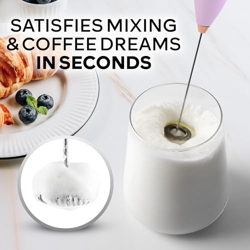Powerful Milk Frother Wand With Duracell Batteries (Elegant Rose Gold / Z1 Motor + Batteries)